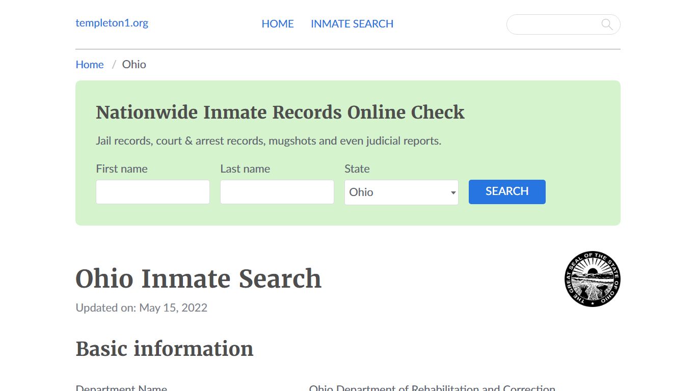 Ohio Inmate Search – Ohio Department of Rehabilitation and ...